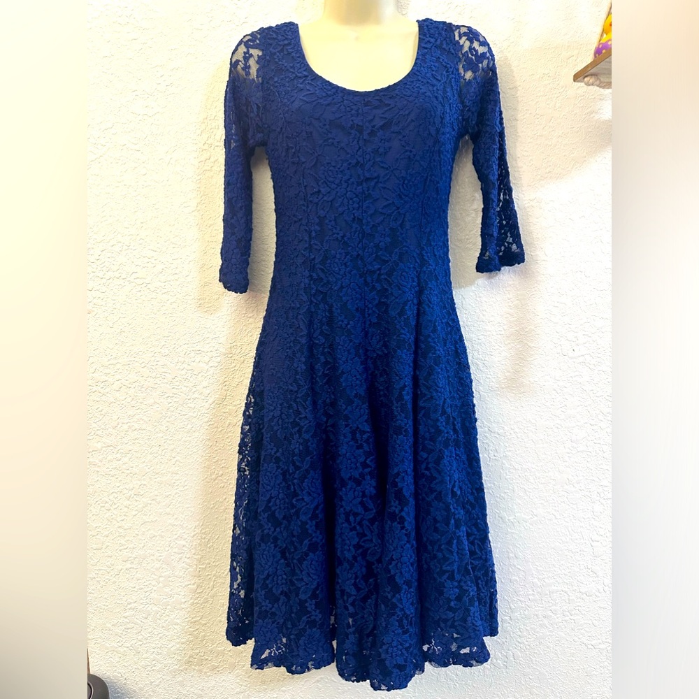 Navy Blue Lace Dress